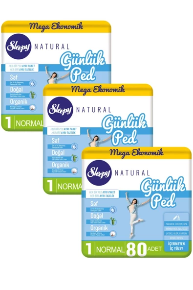 Sleepy Natural Günlük Ped Normal 3X80li ürün görseli 1
