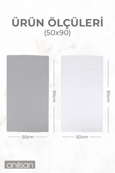6'lı Greek Gri-Beyaz El Havlusu - 50x90 Cm, 225 Gr, %100 Pamuk, Spa Ve Otel Havlusu - 2