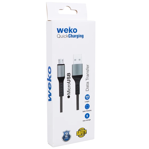 WEKO WK-22023 USB TO MICRO USB ÖRGÜLÜ GRİ 1 MT ŞARJ KABLOSU (NO:14)