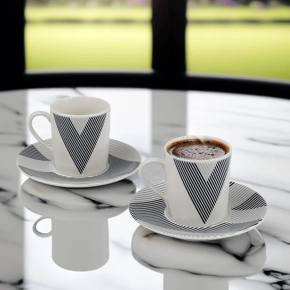 GÜRAL PORSELEN Camelia 12 Parça 6 Kişilik Kahve Fincan Takımı 62451 ürün görseli 1