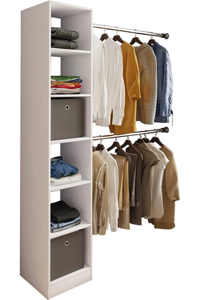 Tdesigno Alara Açık Giyinme Dolabı - Gardırop Beyaz 150 cm - Resim 3