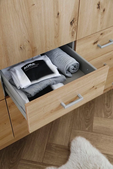 Tdesigno Aksu  Giyinme Dolabı - Çok Amaçlı Dolap - Gardırop 90 Cm-2 Kapaklı-2 Çekmeceli - 7