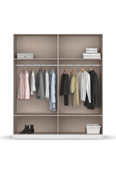 Tdesigno Alev Giyinme Dolabı - Çok Amaçlı Dolap - Gardırop 180 Cm-4 Kapaklı-2 Çekmeceli - Resim 4