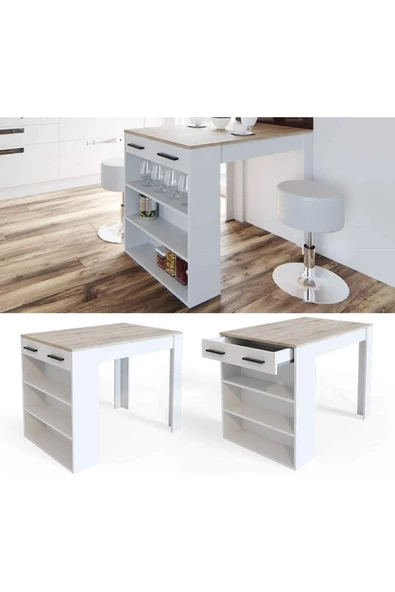 GC Infınıty Mutfak Adası Mutfak Masası Beyaz-120 cm - 5