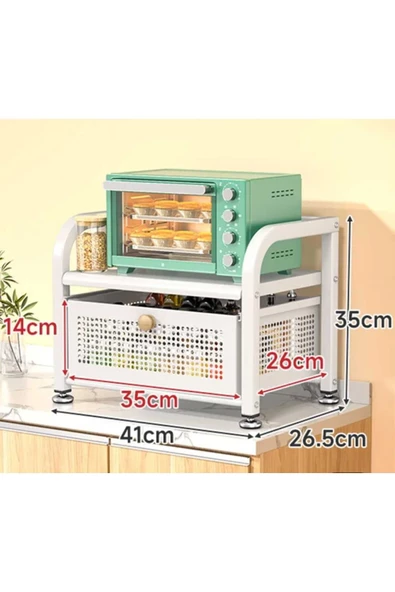TRENDESK Metal Beyaz Mutfak Tezgah Üstü Çekmeceli Organizer 35*35*26,5*14 - 3