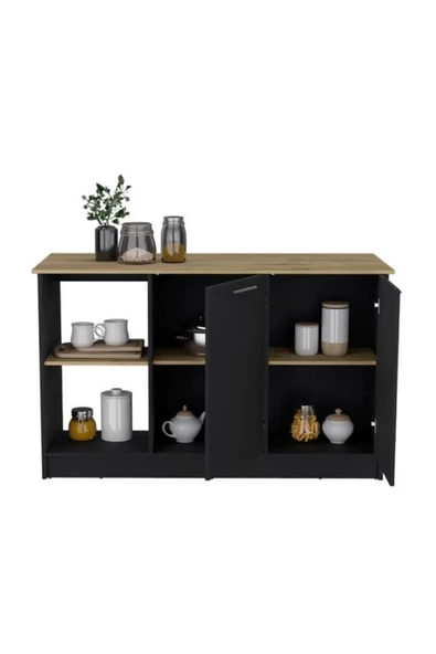 Tdesigno Bengi Mutfak Adası - Antrasit-150 Cm-Oturma Alanlı-Masa - 5