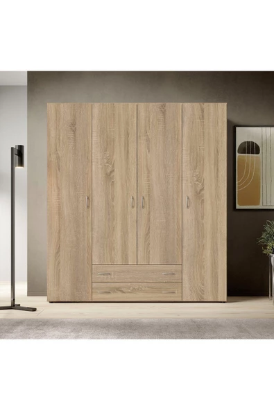Tdesigno Ahter Giyinme Dolabı - Çok Amaçlı Dolap - Gardırop 160 Cm-4 Kapaklı-2 Çekmeceli - 2