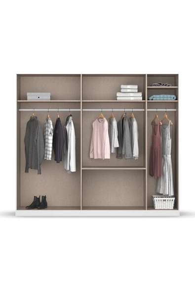 Tdesigno Araz Giyinme Dolabı - Çok Amaçlı Dolap - Gardırop 225 Cm-5 Kapaklı-2 ÇEKMECELİ - 5