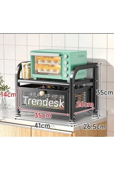 TRENDESK Metal Siyah Mutfak Tezgah Üstü Çekmeceli Organizer 35*35*26,5*14 6000