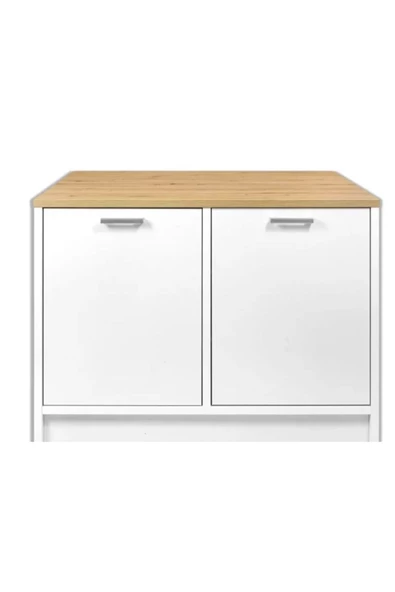 Tdesigno Bihter Mutfak Adası Alt Modül 100 cm Beyaz Tezgah Dahil - 4