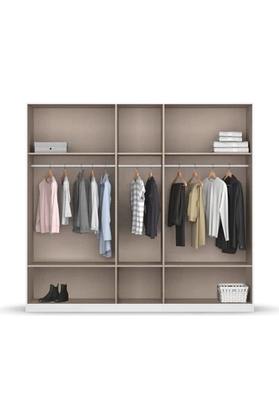 Tdesigno Alev Giyinme Dolabı - Çok Amaçlı Dolap - Gardırop 225 Cm-5 Kapaklı-3 Çekmeceli - Resim 4