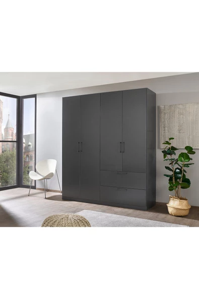 Tdesigno Araz Giyinme Dolabı - Çok Amaçlı Dolap - Gardırop 180 Cm-4 Kapaklı-2 ÇEKMECELİ