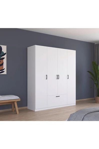 Tdesigno Alçin Giyinme Dolabı - Çok Amaçlı Dolap - Gardırop 180 Cm-4 Kapaklı-1 Çekmeceli