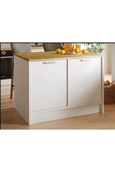 GC Bihter Mutfak Adası Alt Modül 120 cm Beyaz Tezgah Dahil - 3