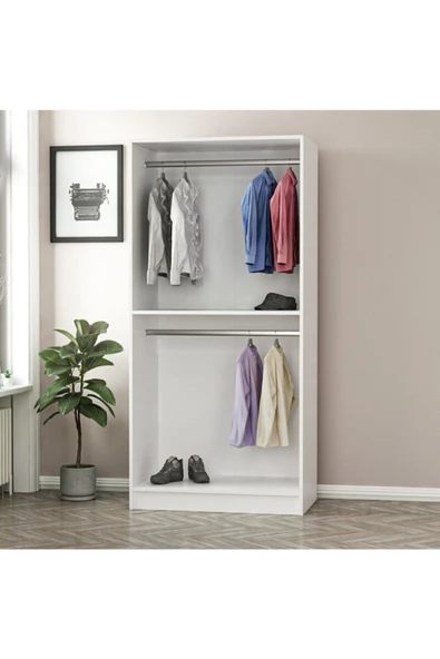 Tdesigno Tdesıgno Hira Giyinme Dolabı - Çok Amaçlı Dolap - Gardırop 80 Cm Beyaz - 5