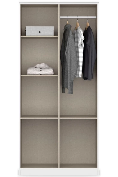 Tdesigno Aksu  Giyinme Dolabı - Çok Amaçlı Dolap - Gardırop 90 Cm-2 Kapaklı-2 Çekmeceli - 4