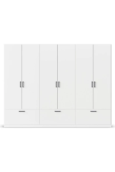 Tdesigno Alev Giyinme Dolabı - Çok Amaçlı Dolap - Gardırop 270 Cm-6 Kapaklı-3 Çekmeceli - Resim 3