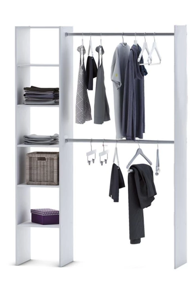 Tdesigno Efil Açık Giyinme Dolabı Gardırop Beyaz 140 cm - 2