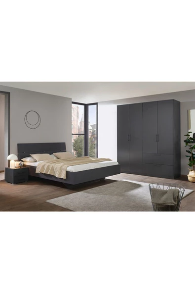 Tdesigno Araz Giyinme Dolabı - Çok Amaçlı Dolap - Gardırop 180 Cm-4 Kapaklı-2 ÇEKMECELİ - Resim 2