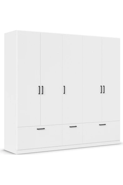 Tdesigno Alev Giyinme Dolabı - Çok Amaçlı Dolap - Gardırop 225 Cm-5 Kapaklı-3 Çekmeceli - 2