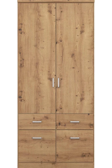 Tdesigno Aksu  Giyinme Dolabı - Çok Amaçlı Dolap - Gardırop 90 Cm-2 Kapaklı-2 Çekmeceli - 3