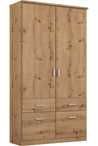 Tdesigno Aksu  Giyinme Dolabı - Çok Amaçlı Dolap - Gardırop 90 Cm-2 Kapaklı-2 Çekmeceli - 2