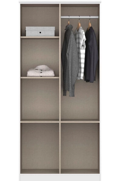Tdesigno Aksu  Giyinme Dolabı - Çok Amaçlı Dolap - Gardırop 90 Cm-2 Kapaklı-2 Çekmeceli - 4