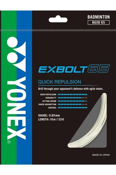 Yonex Exbolt 65 Badminton Kordajı 0.65 mm 10 Metre Beyaz
