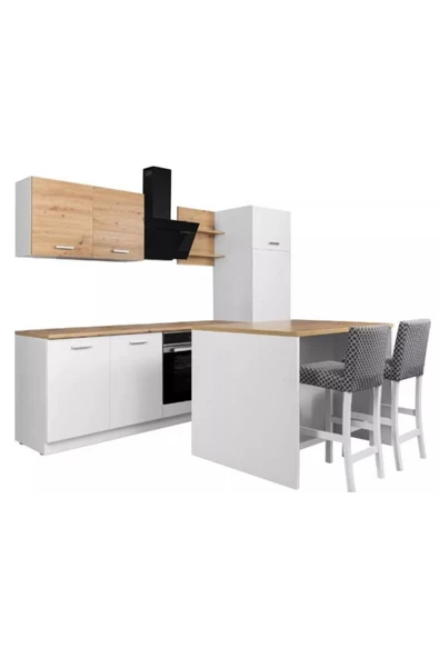 GC Bihter Mutfak Adası Alt Modül 120 cm Beyaz Tezgah Dahil - 6