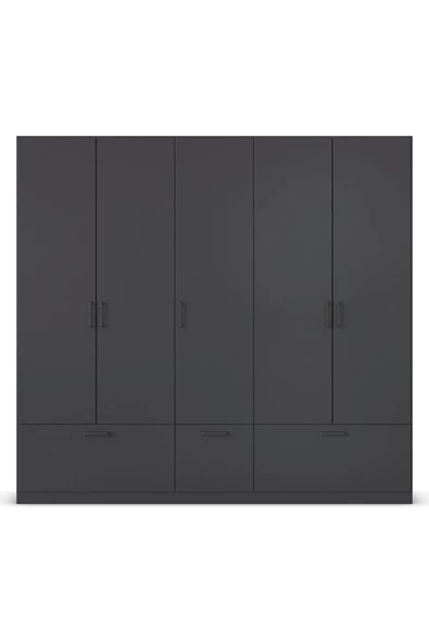 Tdesigno Alev Giyinme Dolabı - Çok Amaçlı Dolap - Gardırop 225 Cm-5 Kapaklı-3 Çekmeceli - Resim 3