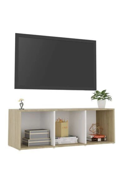 Tdesigno Tdesıgno Nur Televizyon Sehpası - Ünitesi -kitaplık-beyaz 108 Cm 3 Raflı - 3