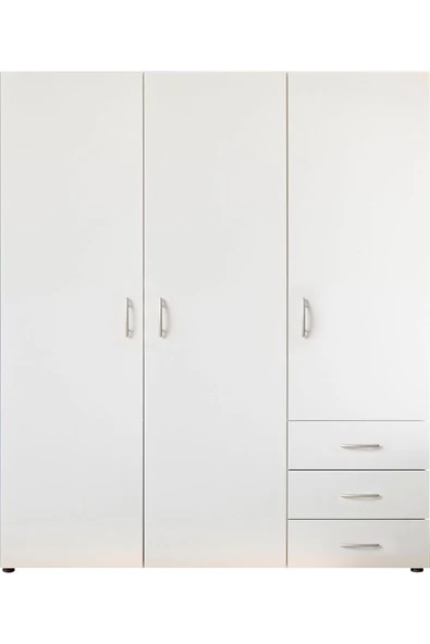 Tdesigno Akel Giyinme Dolabı - Çok Amaçlı Dolap - Gardırop 150 Cm-3 Kapaklı-3 Çekmeceli - Resim 5