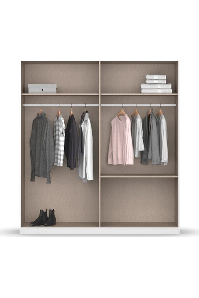 Tdesigno Araz Giyinme Dolabı - Çok Amaçlı Dolap - Gardırop 180 Cm-4 Kapaklı-2 ÇEKMECELİ - 4
