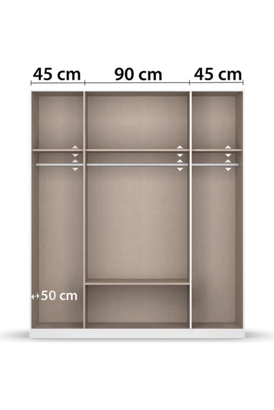 Tdesigno Alçin Giyinme Dolabı - Çok Amaçlı Dolap - Gardırop 180 Cm-4 Kapaklı-1 Çekmeceli - Resim 5