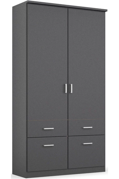 Tdesigno Aksu  Giyinme Dolabı - Çok Amaçlı Dolap - Gardırop 90 Cm-2 Kapaklı-2 Çekmeceli - 2