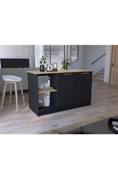 Tdesigno Bengi Mutfak Adası - Antrasit-150 Cm-Oturma Alanlı-Masa - 3