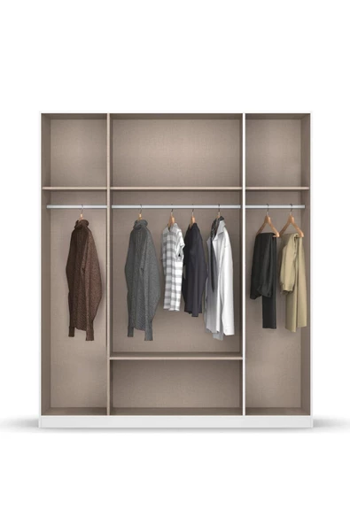 Tdesigno Alçin Giyinme Dolabı - Çok Amaçlı Dolap - Gardırop 180 Cm-4 Kapaklı-1 Çekmeceli - Resim 4