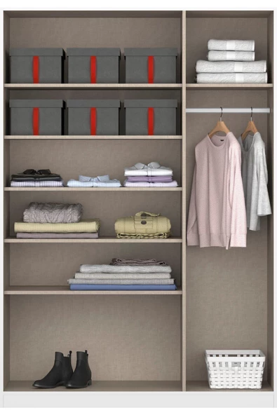 Tdesigno Almina Giyinme Dolabı - Çok Amaçlı Dolap - Gardırop 135 Cm-3 Kapaklı - Resim 4