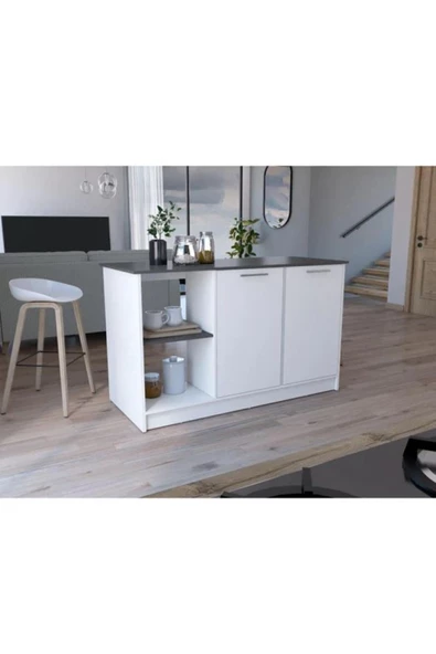 Tdesigno Bengi Mutfak Adası - Antrasit-150 Cm-Oturma Alanlı-Masa - 2