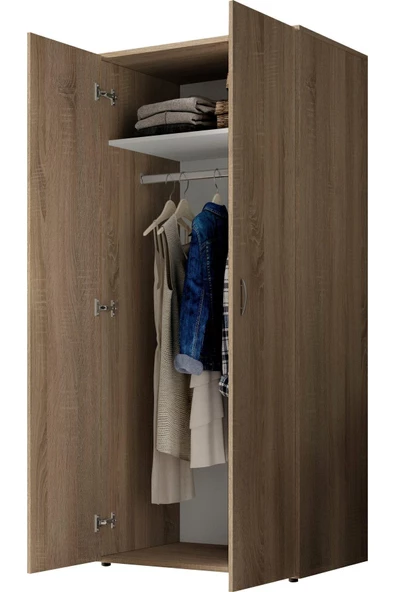 Tdesigno Ada Giyinme Dolabı - Çok Amaçlı Dolap - Gardırop 80 Cm-2 Kapaklı - 4