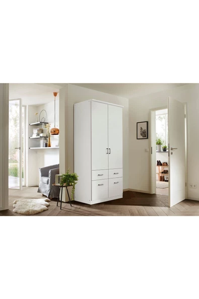 Tdesigno Aksu  Giyinme Dolabı - Çok Amaçlı Dolap - Gardırop 90 Cm-2 Kapaklı-2 Çekmeceli