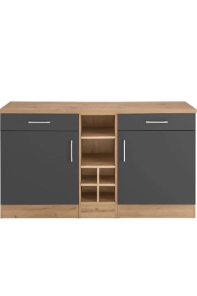 Tdesigno Katya Mutfak Adası Alt Modül 130 Cm Antrasit-tezgah Dahil - 3