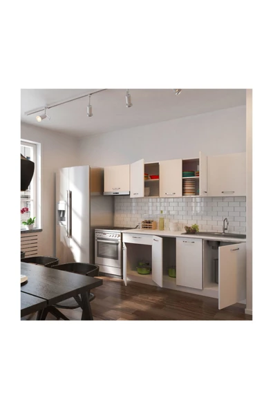 Tdesigno Nihal Hazir Mutfak Dolabi 260 Cm Tezgah Dahil Değil Beyaz - Resim 4