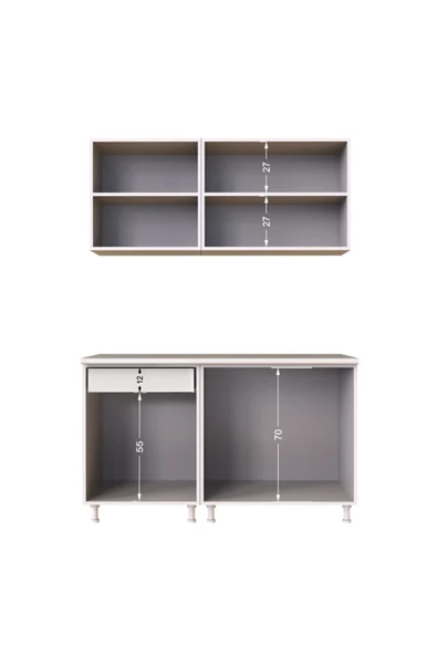 Tdesigno Inci Hazır Mutfak Dolabı 140 Cm - Tezgah Dahil Değil - Ceviz - Resim 5