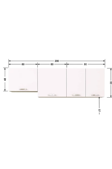 T Designo Melodi Üst Mutfak Dolabı 200 cm beyaz - Resim 5