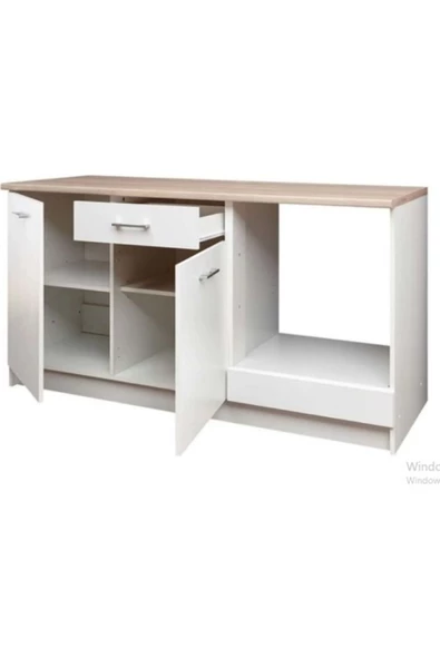 Tdesigno Mera Mutfak Çekmeceli Alt Modül 160 cm Beyaz Tezgah Dahil - Resim 3