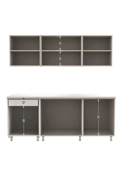Tdesigno Senem Hazır Mutfak Dolabı 200 Cm - Safir Meşe Beyaz- Tezgah Dahil Değil - 4