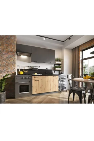 Tdesigno Lara Mutfak 180 cm Tezgah Dahil Değil Antrasit Meşe - Resim 2