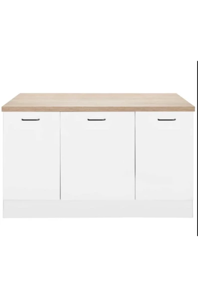 Tdesigno Devin Mutfak Alt Modül 130 cm Beyaz - Tezgah Dahil - 1