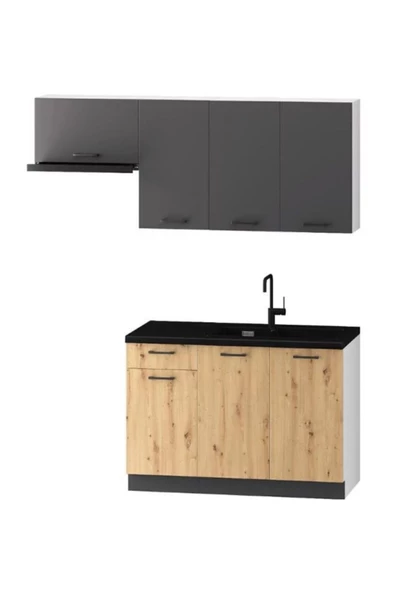 Tdesigno Lara Mutfak 180 cm Tezgah Dahil Değil Antrasit Meşe ürün görseli